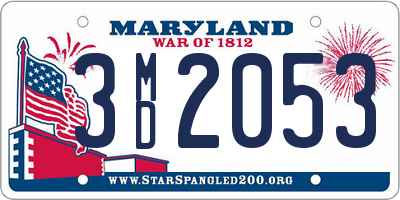 MD license plate 3MD2053