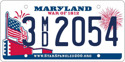 MD license plate 3MD2054