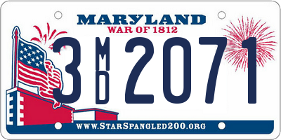 MD license plate 3MD2071