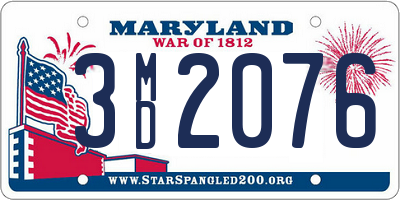 MD license plate 3MD2076