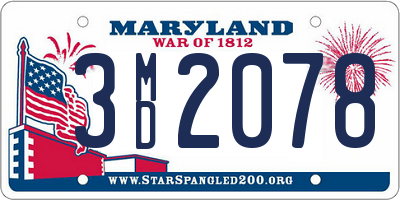 MD license plate 3MD2078