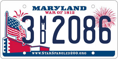 MD license plate 3MD2086