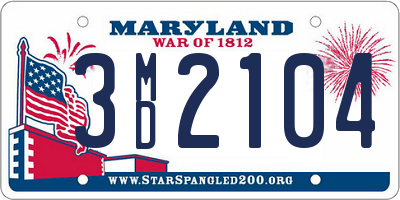 MD license plate 3MD2104