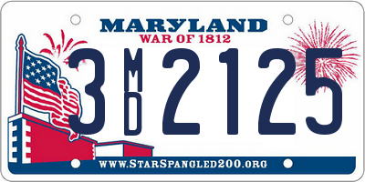 MD license plate 3MD2125