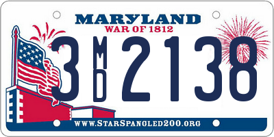 MD license plate 3MD2138