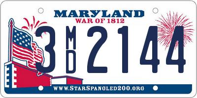 MD license plate 3MD2144