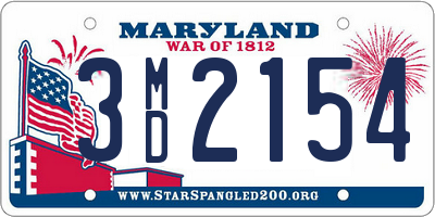 MD license plate 3MD2154