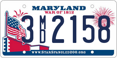 MD license plate 3MD2158