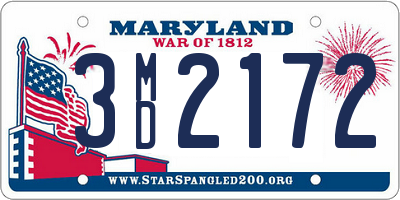 MD license plate 3MD2172