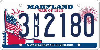 MD license plate 3MD2180