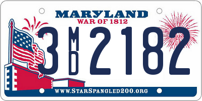 MD license plate 3MD2182