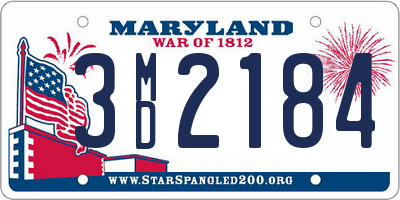 MD license plate 3MD2184