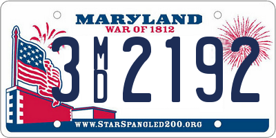 MD license plate 3MD2192