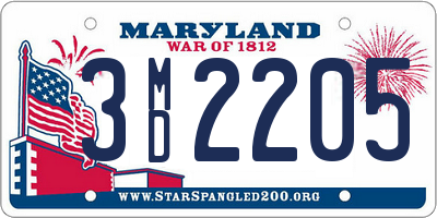 MD license plate 3MD2205