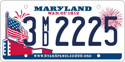 MD license plate 3MD2225