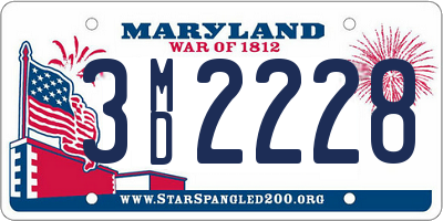 MD license plate 3MD2228