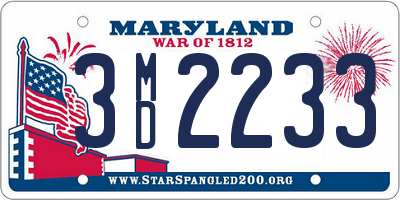 MD license plate 3MD2233