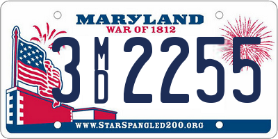MD license plate 3MD2255