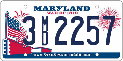 MD license plate 3MD2257