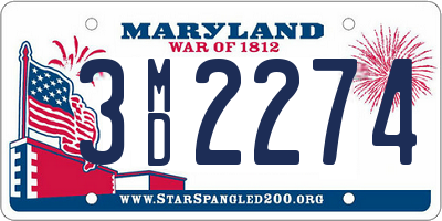 MD license plate 3MD2274