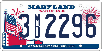 MD license plate 3MD2296