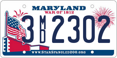 MD license plate 3MD2302