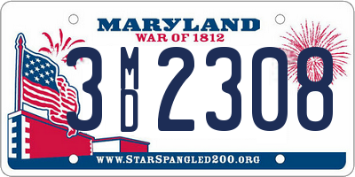 MD license plate 3MD2308