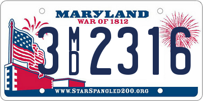 MD license plate 3MD2316