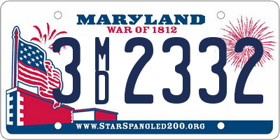 MD license plate 3MD2332