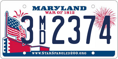 MD license plate 3MD2374