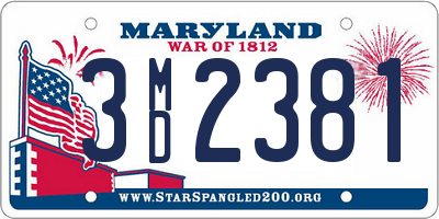 MD license plate 3MD2381