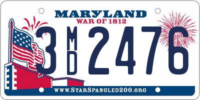 MD license plate 3MD2476