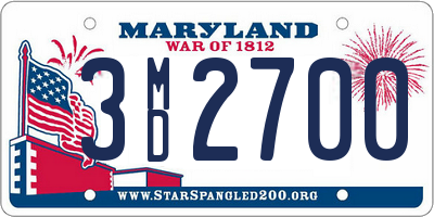 MD license plate 3MD2700