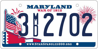 MD license plate 3MD2702