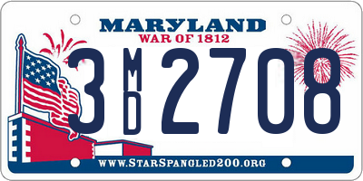 MD license plate 3MD2708