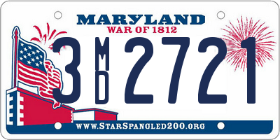 MD license plate 3MD2721