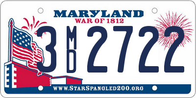 MD license plate 3MD2722