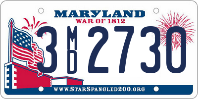 MD license plate 3MD2730