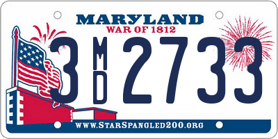 MD license plate 3MD2733