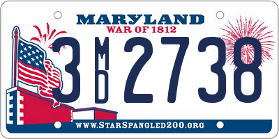 MD license plate 3MD2738