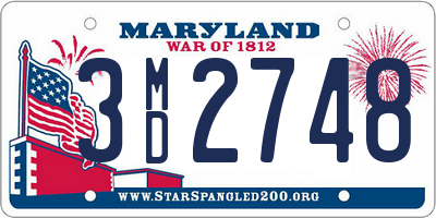 MD license plate 3MD2748