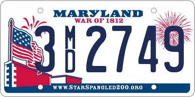 MD license plate 3MD2749