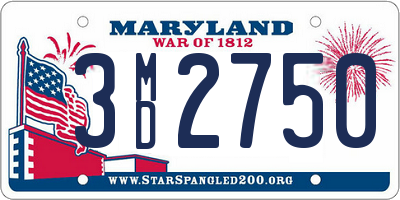 MD license plate 3MD2750