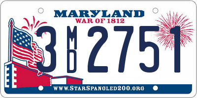 MD license plate 3MD2751
