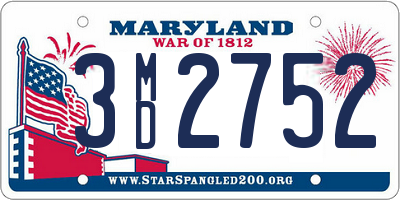 MD license plate 3MD2752