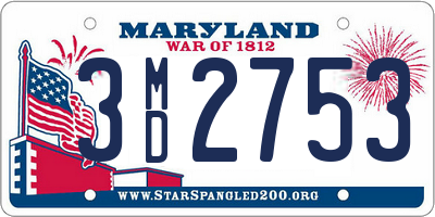 MD license plate 3MD2753