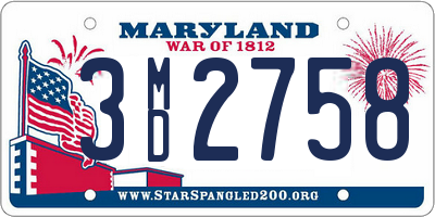 MD license plate 3MD2758