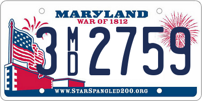 MD license plate 3MD2759