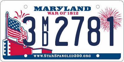 MD license plate 3MD2781