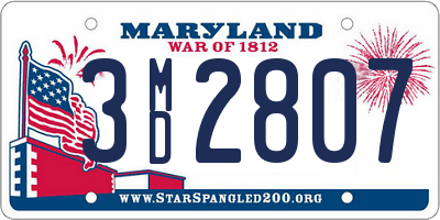 MD license plate 3MD2807